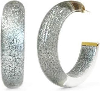 Gold & Honey Womens Small Illusion Lucite Hoop Earrings In Neutrals In Pixi