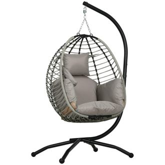 OUTSUNNY Silla colgante huevo 110x100x188 cm gris y negro