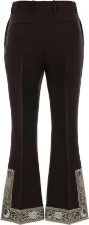 Burberry Womens Wool-Blend Flared Trousers Brown Silk