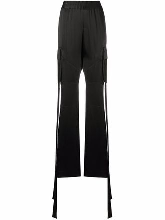 Balmain satin cargo trousers - women - Viscose - 38 - Black