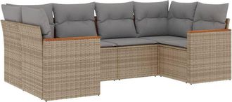vidaXL Vidaxl - Juego De Sof&aacute;s Jard&iacute;n Con Cojines Beige Mezcla 6 Pzas Rat&aacute;n Pe
