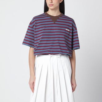 Prada Oversized striped T-shirt in air force blue/burgundy
