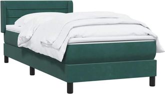 vidaXL Cama box spring con colchón terciopelo verde oscuro 80x220 cm Vidaxl