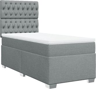 vidaXL Cama Box Spring Con Colch&oacute;n Tela Gris Claro 90x200 Cm Vidaxl