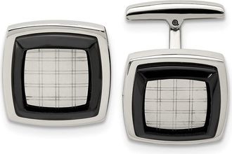 Diamond2Deal Stainless Steel Polished Black IP-plated Cufflinks