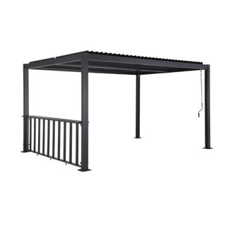 Sweeek P&eacute;rgola bioclim&aacute;tica de aluminio y acero 3x4m + bar 3m, antracita
