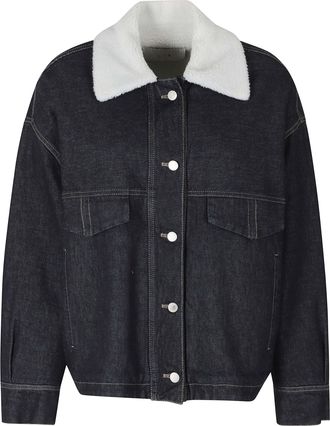 Tela Blue Hoola Oversized Denim Fur Collar Jacket