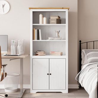 Berkfield Home Bookcase BODO White & Brown 80x40x172 cm Solid Wood Pine | Size: 80 x 40 x 172 cm