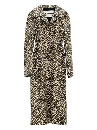 Jil Sander leopard-print belted single-breasted coat - women - Fabric - 36 - Black