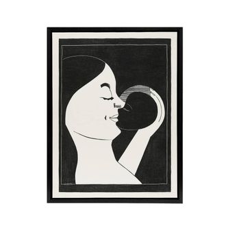 Artery8 Mother & Child Stylised Painting De Mesquita Framed Canvas Wall Art in Black | Size: W24 x H32