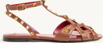Valentino Garavani Studdy Kidskin Sandal Woman TOBACCO 36.5