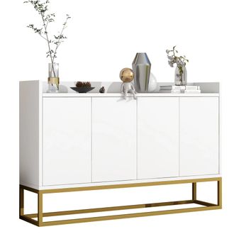 STILVORA Aparador Con 4 Puertas Y 2 Estantes Ajustables, Apertura A Presion, En Tablero De Particulas 120 X 30 X 80 Cm Blanco