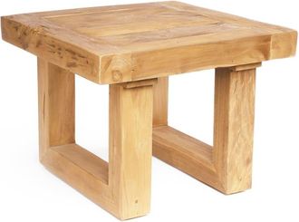 Bazar Bizar Mesa auxiliar de madera de teca reciclada marr&oacute;n 50x50x40cm