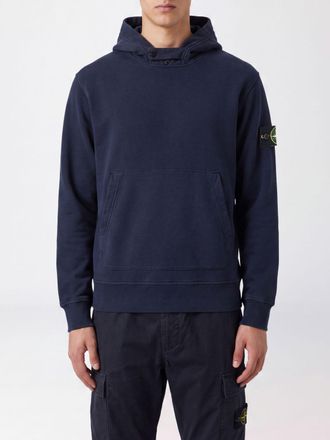 Stone Island Felpa con cappuccio in cotone con tasca a marsupio e logo