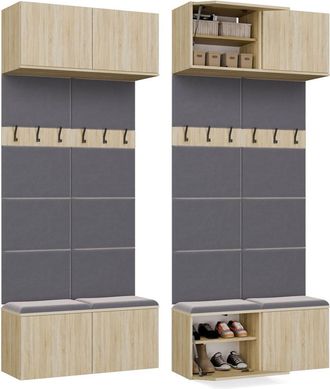 Topeshop Haga Ii 2w - 2x Barra De Armario - Estantes - 100x35x238 Cm - Roble Sonoma