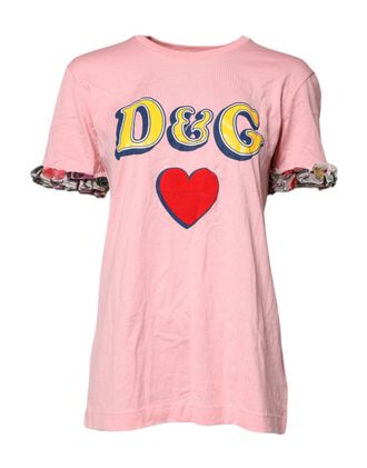 Dolce & Gabbana Womens Logo-Print Cotton T-Shirt Pink Silk