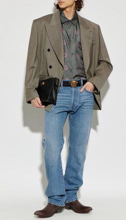 Versace Double-breasted Blazer With A Single Vent, Mens, Brown