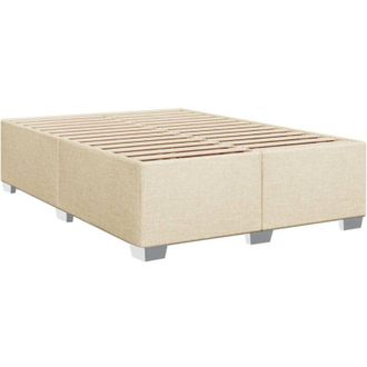 vidaXL Cama Sin Colch&oacute;n Tela Color Crema 140x190 Cm Vidaxl