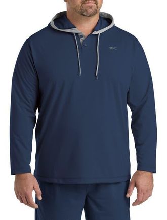 Reebok Big & Tall French Terry Performance Henley Hoodie in Collegiate Navy at Nordstrom, Size 2X Big