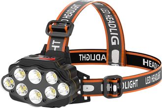 OEM Linterna Frontal Ultrabrillante - 8 Led - 8 Modos - Con Luz De Advertencia Roja - Recargable - Resistente Al Agua - Ideal Para El Trabajo, Actividades