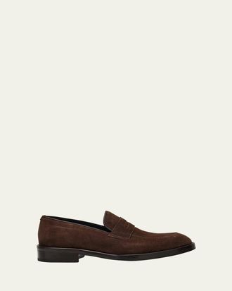 Brioni Mens Lukas Suede Penny Loafers