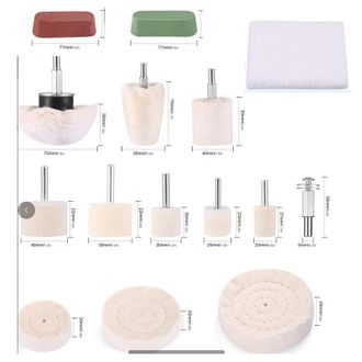 OEM Juego De 15 Accesorios De Pulido, Destornillador Inal&aacute;mbrico, Rueda/almohadilla/cono De Pulido, Kit De Cepillos C&oacute;nicos, Terciopelo De Algod&oacute;n, Para T