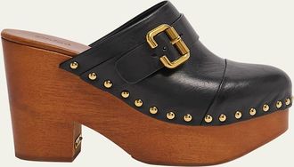 Chlo&eacute; Jeannette Leather Platform Clogs