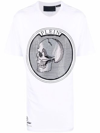 Philipp Plein T-shirt Outline Skull con cristalli - Bianco