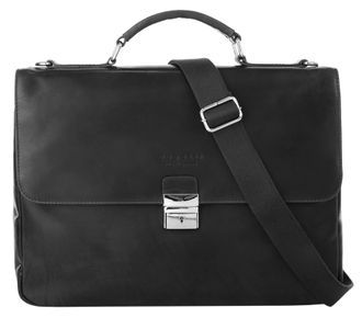 Bugatti Aktentasche BUGATTI ROMANO, Herren, Gr. B/H/T: 39cm x 30cm x 8cm onesize, schwarz, Leder, used, Taschen Aktentasche, echt Leder