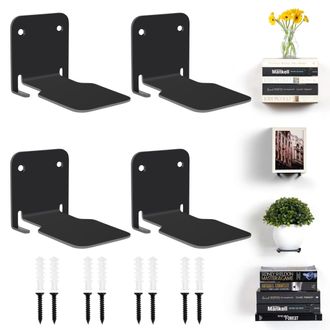 OEM Estantes Flotantes De Pared Negros [juego De 4] - Estantes De Metal Negro Resistentes Para El Hogar, La Oficina, El Dormitorio Y La Sala De Estar - Es