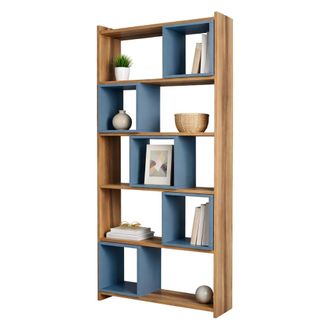 Dmora Estanter&iacute;a Policoro, Biblioteca 4 Estantes, Montaje Libre, Tono Nogal, 80x22x170h Cm Marr&oacute;n Nogal