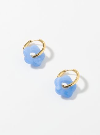 Simons Womens Sheer flower Hoop Earrings