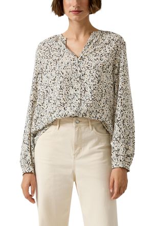 s.Oliver Langarmbluse S.OLIVER, Damen, Gr. 40, grau floral, Web, Obermaterial: 100% Viskose, gemustert, regular fit normal, Rundhals, elastischer Bund, Blusen 