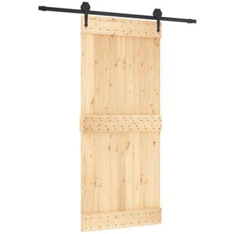 vidaXL Puerta Corredera Con Herrajes Madera Maciza De Pino 90x210 Cm Vidaxl