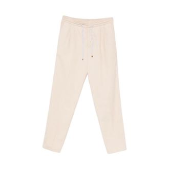 Brunello Cucinelli Broek met Plooien en Trekkoord Taille - Heren - Broeken - Beige - Maat: 2XL Katoen
