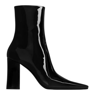 Saint Laurent Booties Mid Heel Leather Sole - female - Saint Laurent - Heeled Boots - Black - 8 UK - Shoes