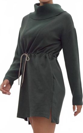 Entro What You Dont See Cowl Neck Sweater Dress In Forest
