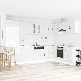 Berkfield Home Kitchen Cabinet Kalmar with Double Basins High Gloss White Engineered wood