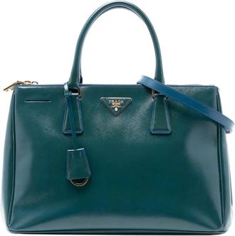 Prada Borsa a tracolla Saffiano Vernice Galleria con doppia zip 2010-2025 - Blu