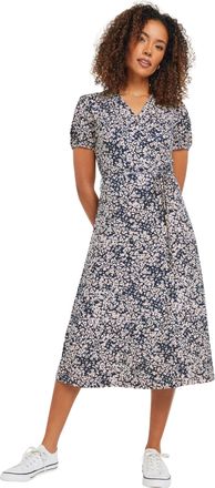 M&Co Womens Navy Animal Print Wrap Dress - Womens