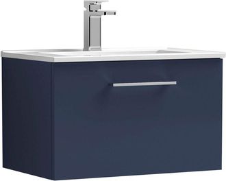 Nuie Nuie - Arno Wall Hung 1-Drawer Vanity Unit with Basin-2 600mm Wide - Midnight Blue