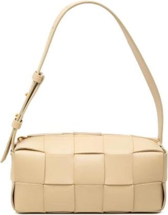 Bottega Veneta Pre-owned Woven Nappa Shoulder Bag - Dames - Vintage Schoudertas - Beige - ONE Size - Leer - Vintage
