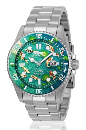 Invicta Pro Diver 51053 Herenhorloge - Quartz Uurwerk - Roestvrij Staal met Groene Wijzerplaat - 43 mm - Summerville
