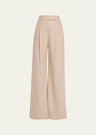 Veronica Beard Holt Stretch-Cotton Wide-Leg Pants