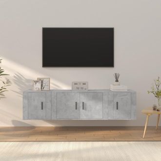 vidaXL Vidaxl - Set De Muebles De Tv 3 Pzas Madera Contrachapada Gris Hormig&oacute;n