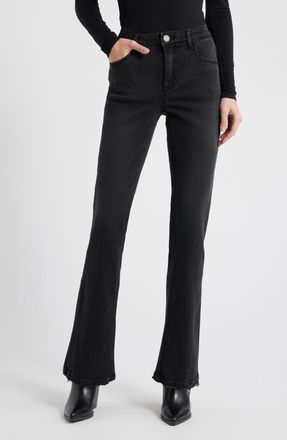 Wit & Wisdom Madison Grinded Hem High Waist Bootcut Jeans in Washed Black Artisanal at Nordstrom, Size 16