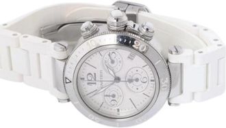 Cartier Pre-owned Pasha Seatimer Horloge - Dames - Vintage Horloges - Wit - ONE Size - Leer - Vintage