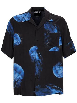 Versace Jeans Couture Black Jellyfish Print Casual Shirt