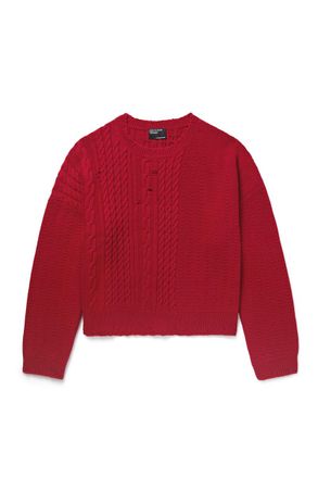 Enfants Riches Deprimes Distressed Cable-Knit Cashmere Sweater