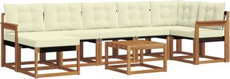 vidaXL Conjunto De Sof&aacute;s De Exterior 8 Uds. Natural Y Crema Vidaxl
